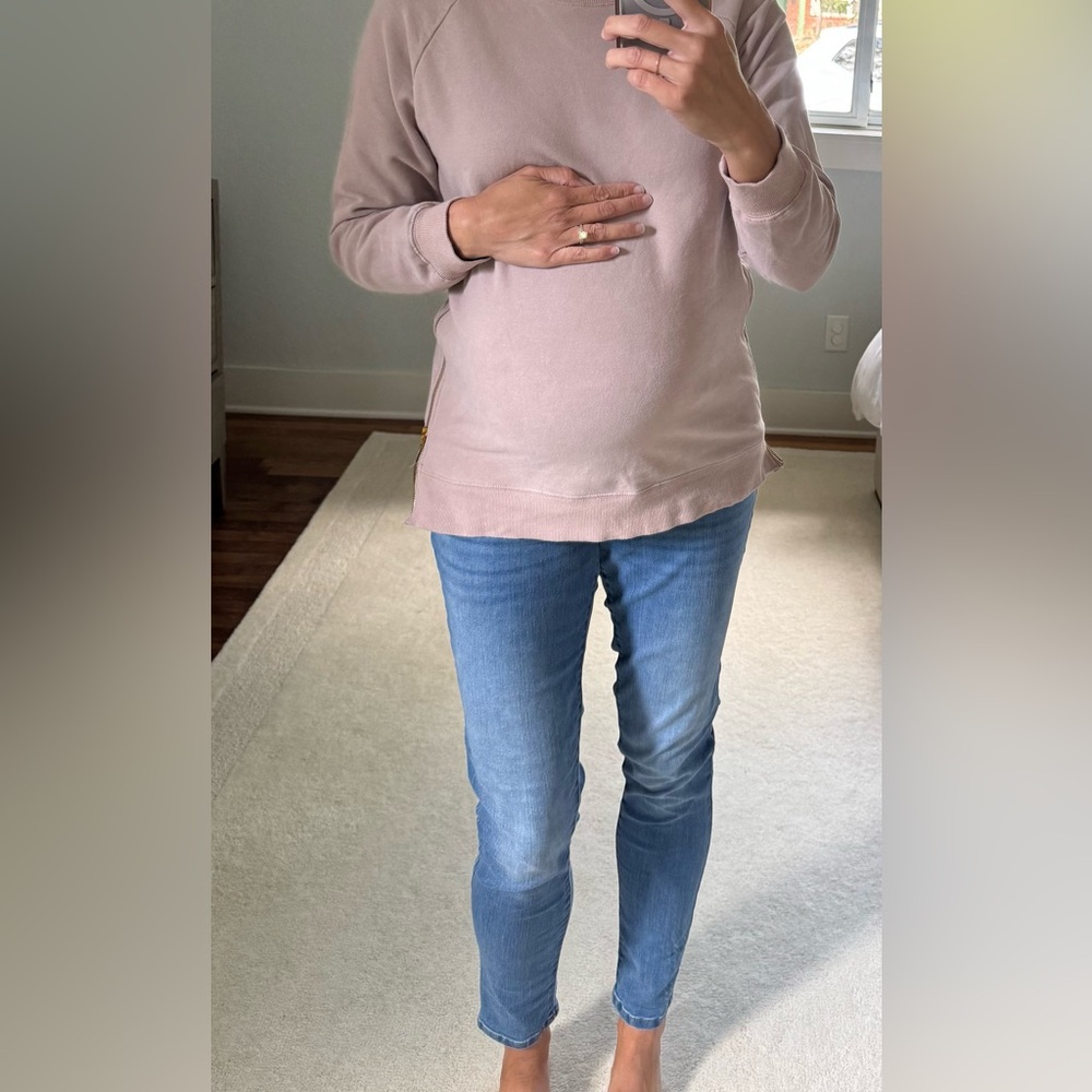 Blush Pink Maternity Sweatshirt with Side Zips - Bump & Nursing Friendly